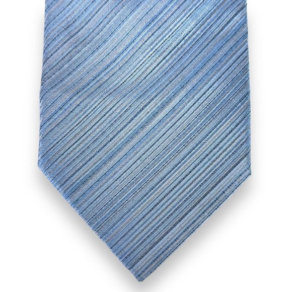 Tino Cosma Men's Tie Size 56.5 x 3.5 Blue Silver Striped 100% Silk Made in Italy - Picture 4 of 11